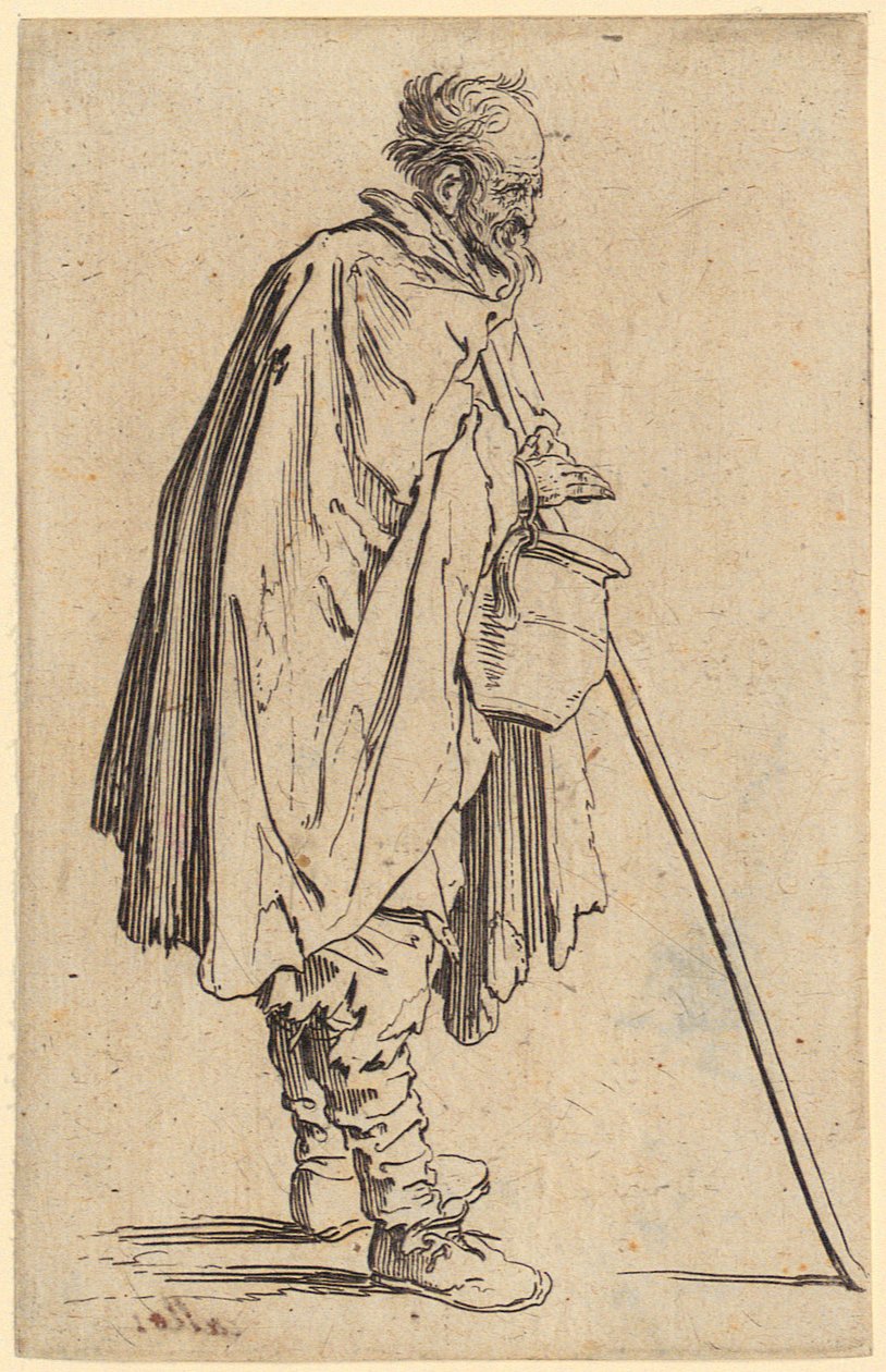 Tigger med en krukke, blad 6 fra serien «Tiggerne» av Jacques Callot