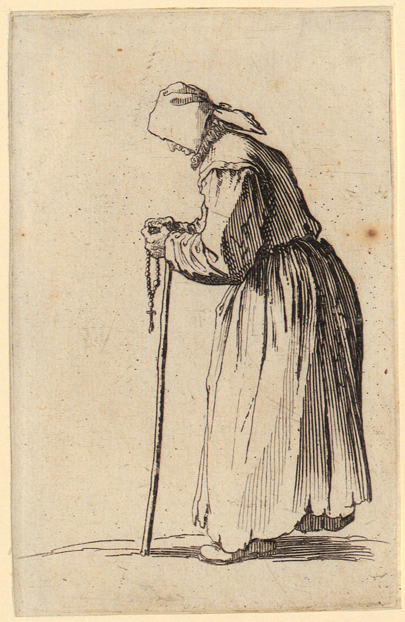 Tiggerske med rosenkrans, blad 7 fra serien «Tiggerne» av Jacques Callot
