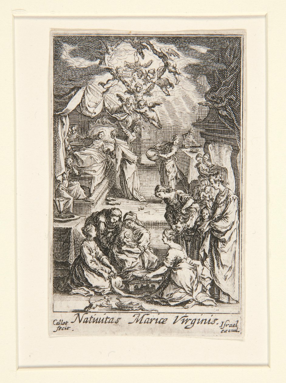 Jomfruens fødsel, nei. 2 fra The Life of the Virgin av Jacques Callot