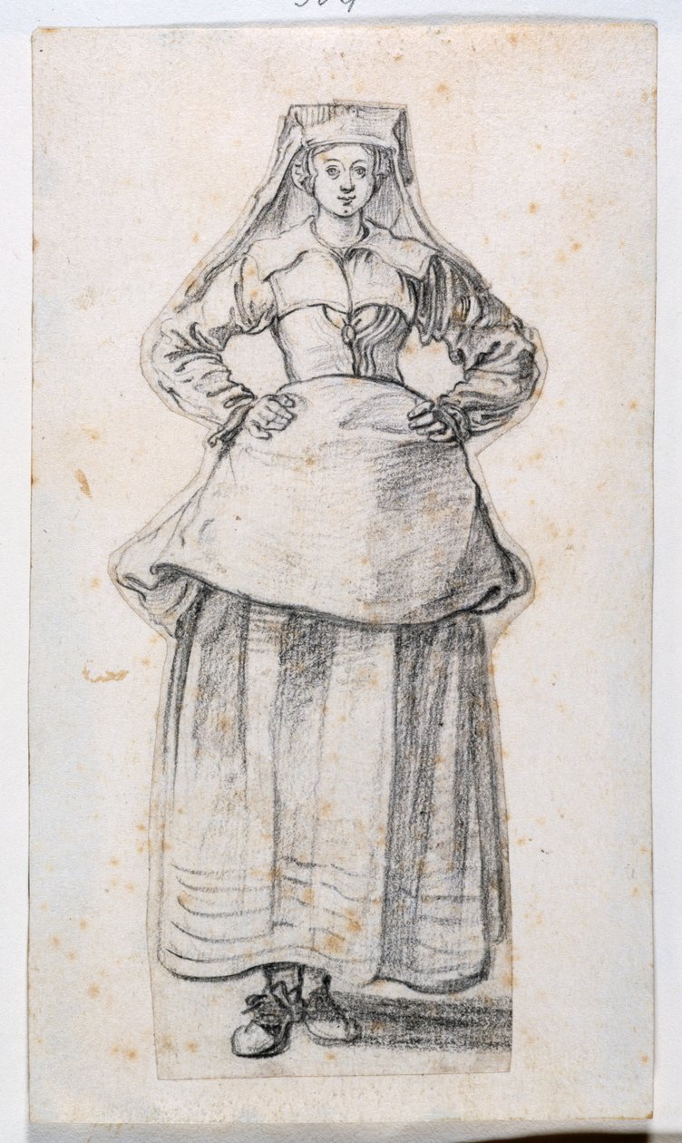 Bourgeoises Dans Differentes Attitudes, fra Prints Album 21, nummer 304 (kritt på papir) av Jacques Callot