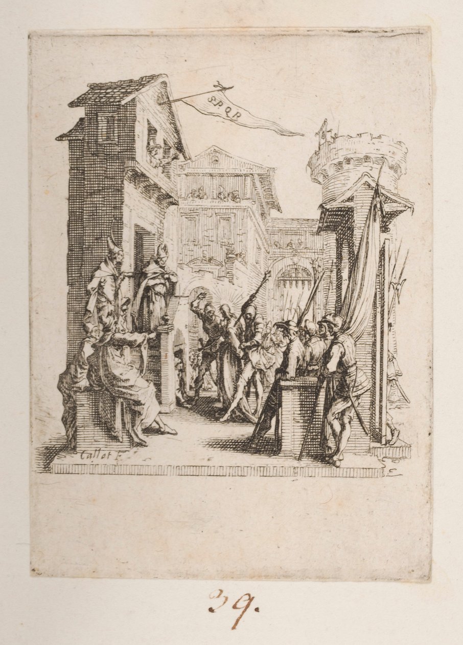 Kristus brakt foran Kaife, nei. 7 av 11 fra La Petite Passion av Jacques Callot