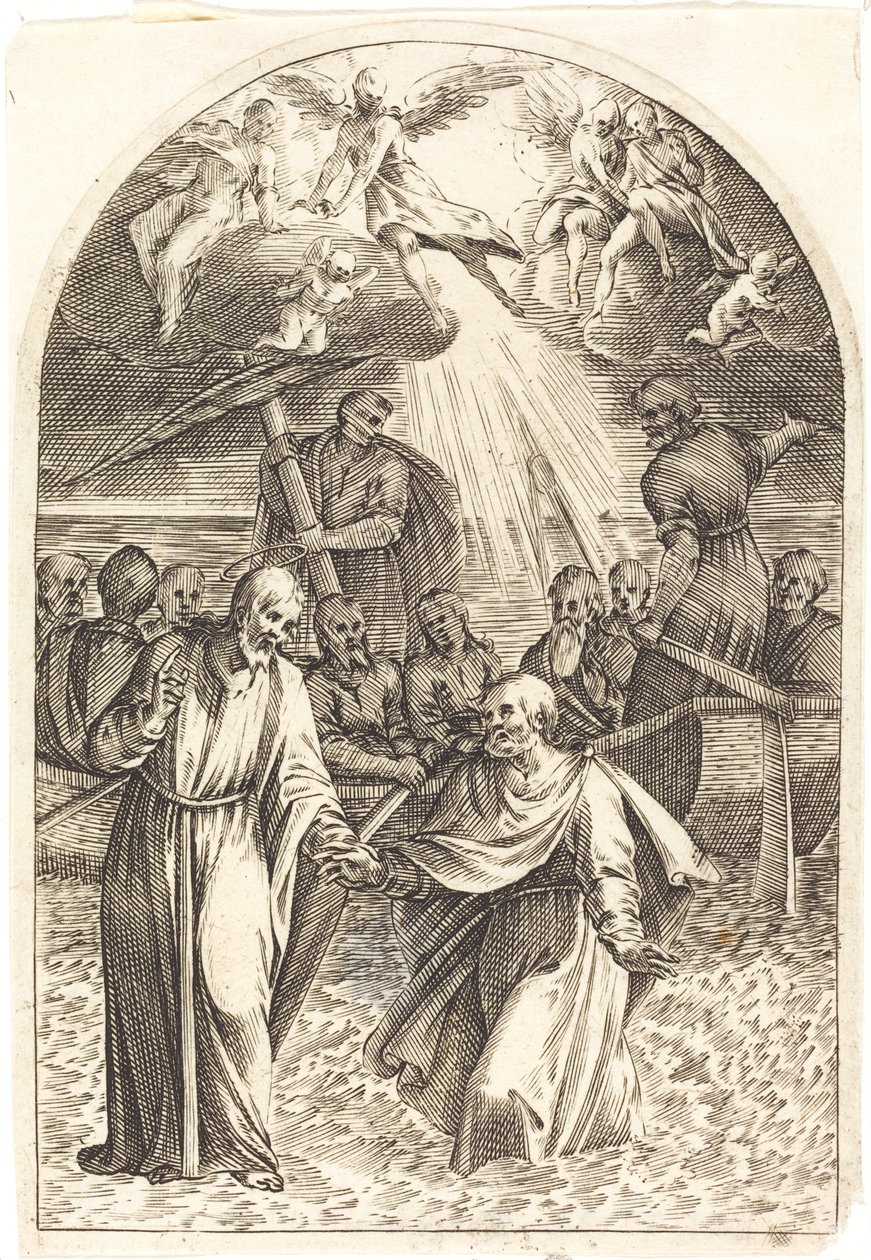 Kristus går på vannet [andre plate] av Jacques Callot