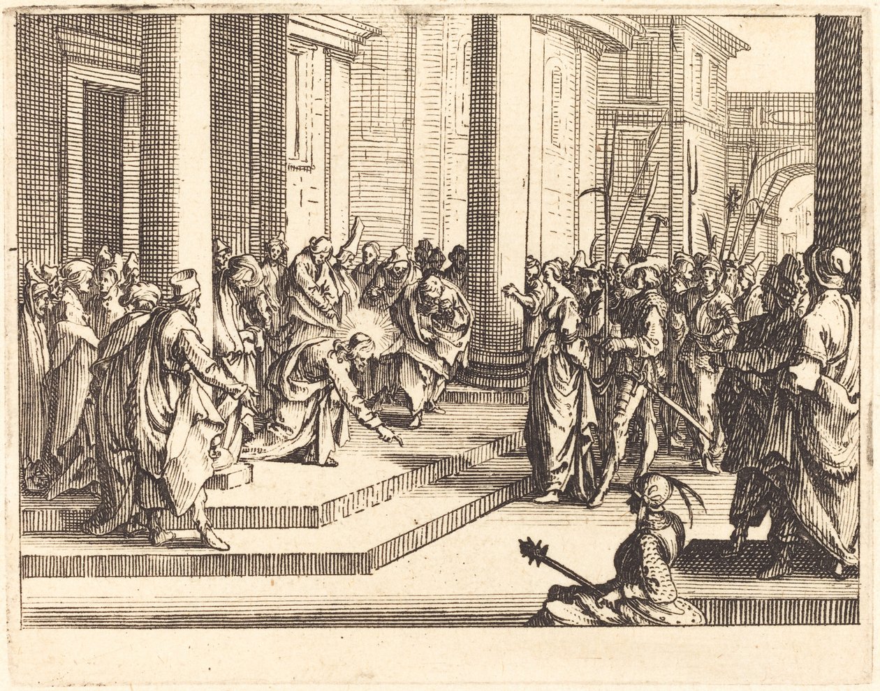 Kristus og kvinnen tatt i utroskap, 1635. av Jacques Callot