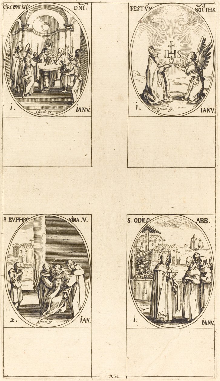 Omskjæring; Festival av Kristi navn; St. Odilo; St. Euphrosyna av Jacques Callot