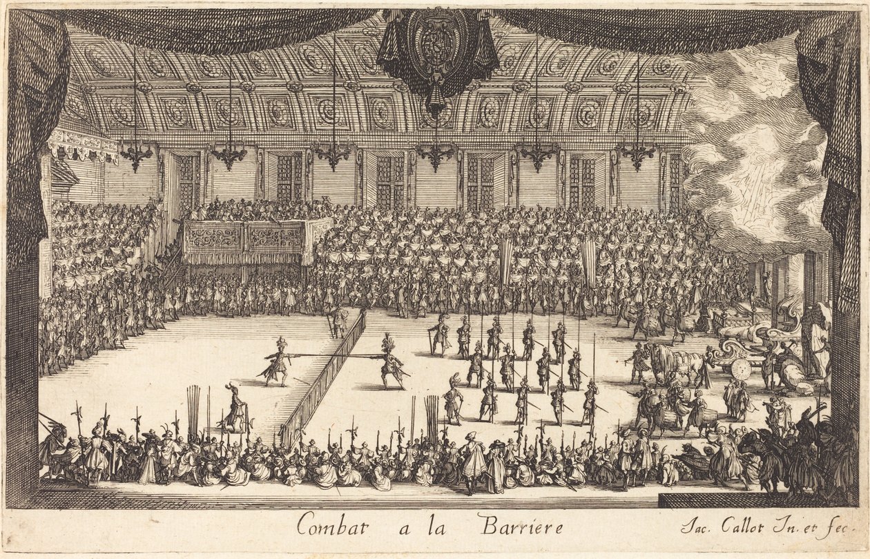 Combat at the Barrier, 1627.    1145951   no       norwegian Successfully Translated  Original: Clivus Scauri en de Santi Giovanni e Paolo Sotto S.t Gioanne e poldo (title on object) Gezichten op Rome (series title) Alcune vedute et prospettive di luoghi d av Jacques Callot