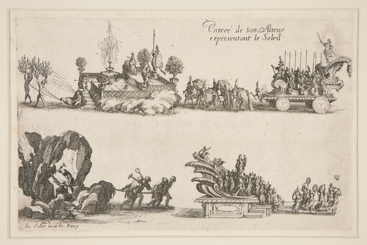 Slåss? barrieren, inngangen til hans høyhet (Charles IV) som representerer solen av Jacques Callot