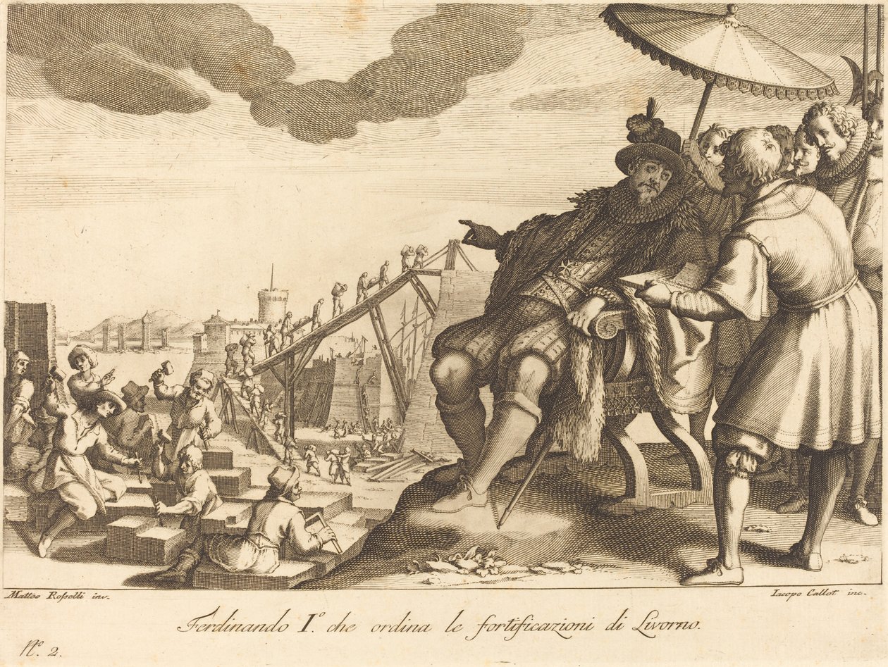 Bygging og befestning av havnen i Livorno av Jacques Callot