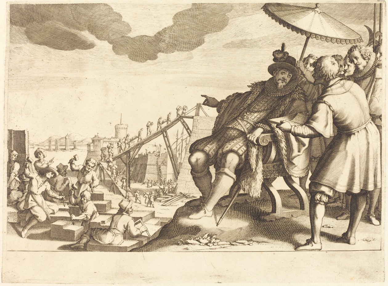 Bygging og befestning av havnen i Livorno av Jacques Callot