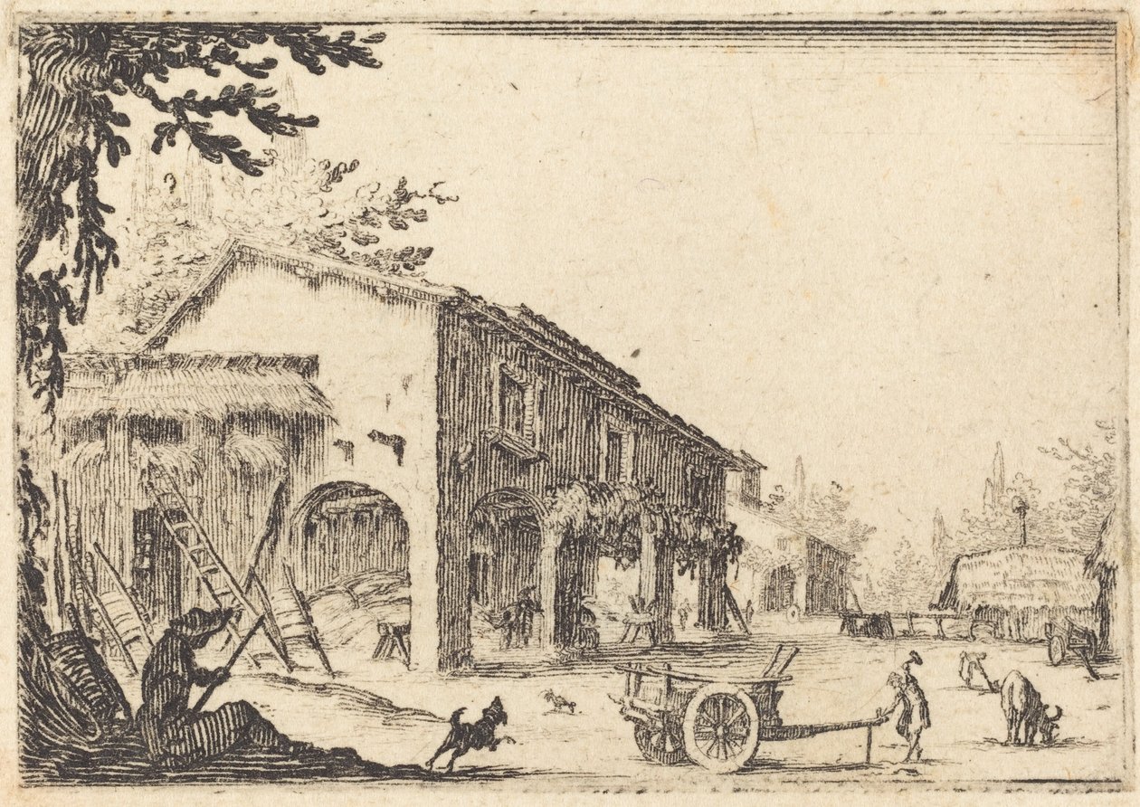 Gårdsplassen til en gård av Jacques Callot