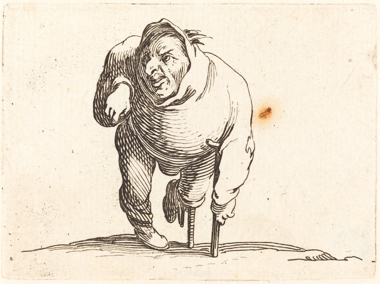 Krøbling med krykke og treben av Jacques Callot