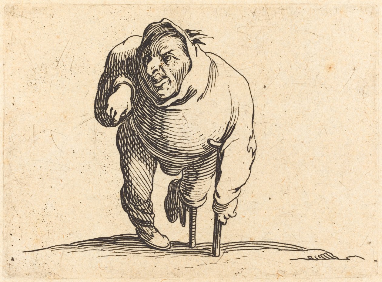 Krøbling med krykke og treben av Jacques Callot