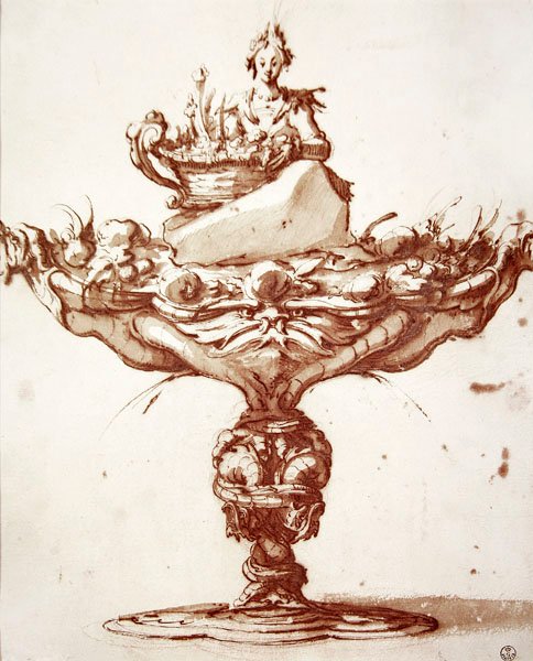 Design for en fontene (blekk og vask på papir) av Jacques Callot