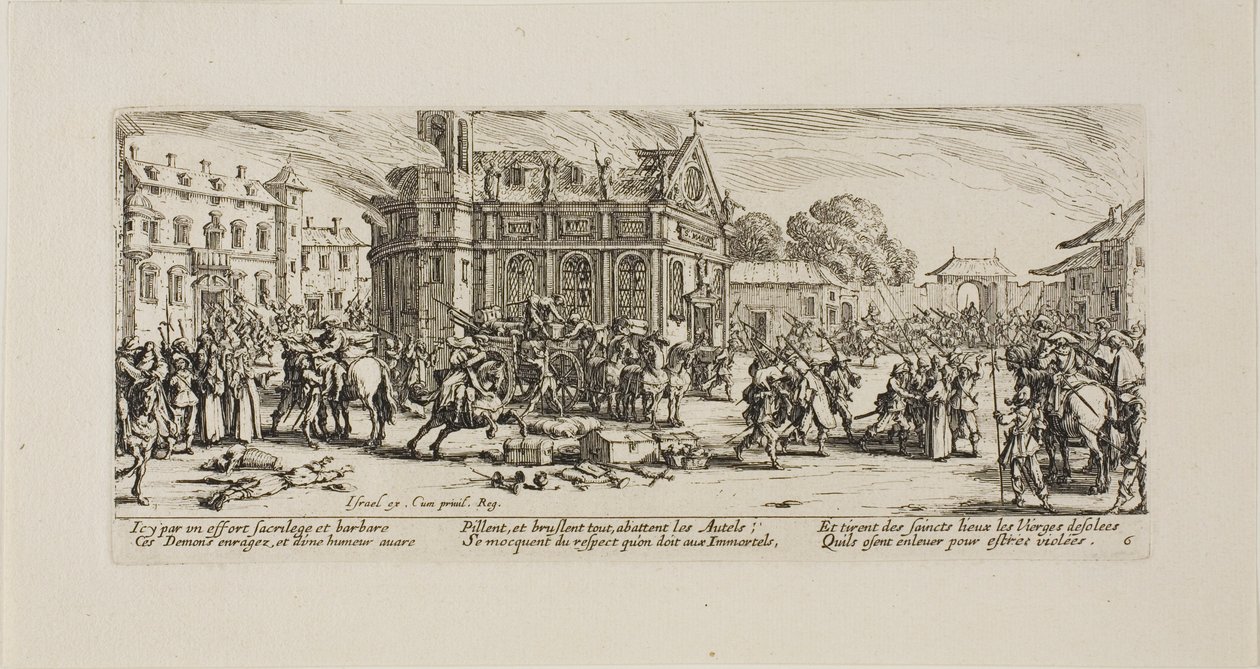 Ødeleggelse av et kloster, plate seks fra The Miseries of War av Jacques Callot