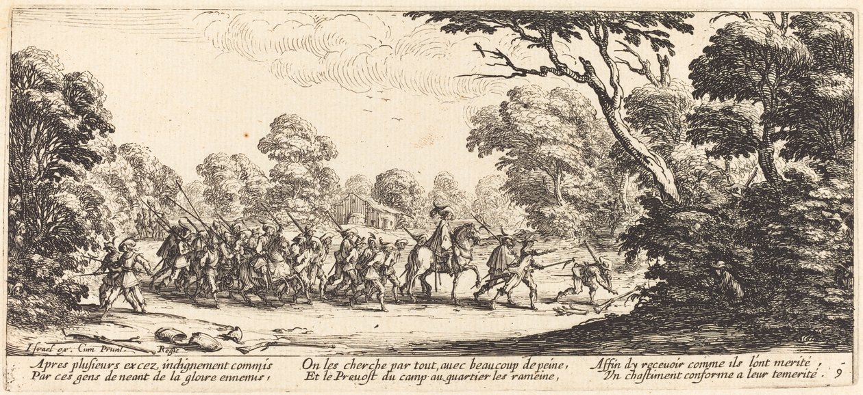 Oppdagelsen av de kriminelle soldatene av Jacques Callot