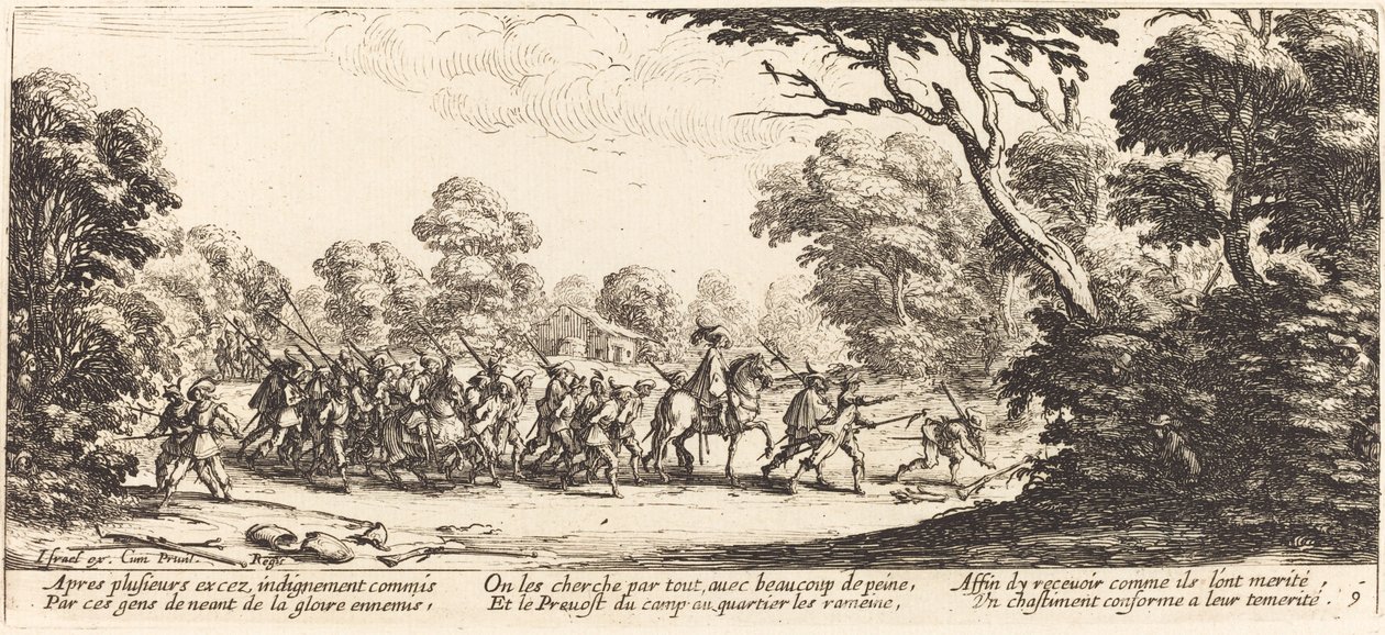 Oppdagelsen av de kriminelle soldatene av Jacques Callot