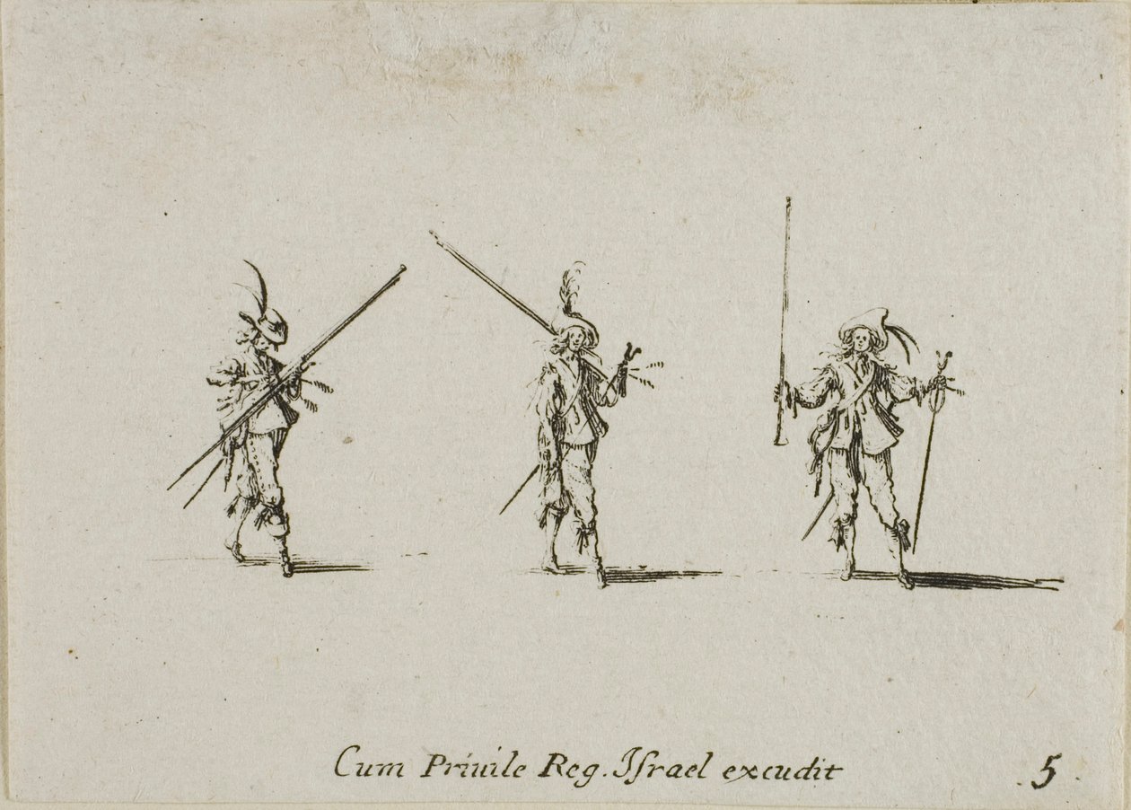 Drill med Tilted Pikes, plate fem fra The Military Exercises av Jacques Callot