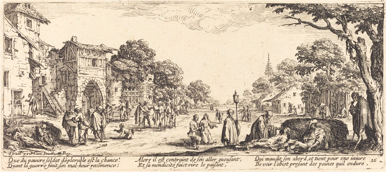 Døende soldater ved veikanten av Jacques Callot