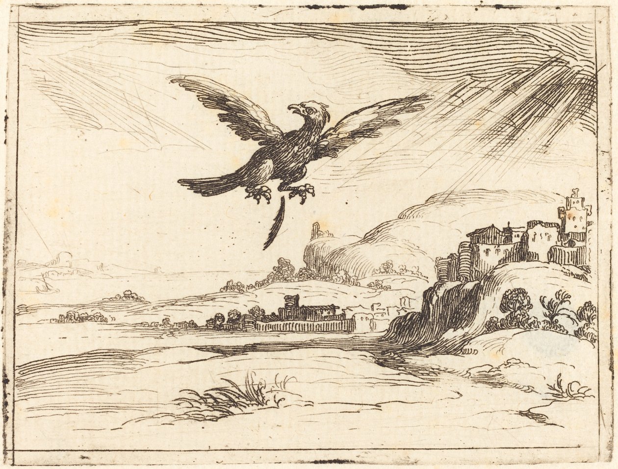Ørn som mister en gammel fjær av Jacques Callot