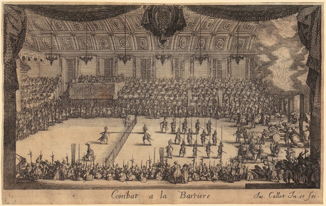 Monseigneur Henry de Lorraines ankomst, side 7 i serien «Turneringen» av Jacques Callot