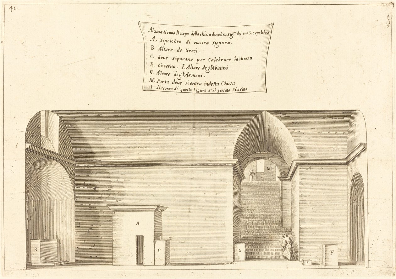 Forhøyning av Den hellige gravs kirke av Jacques Callot