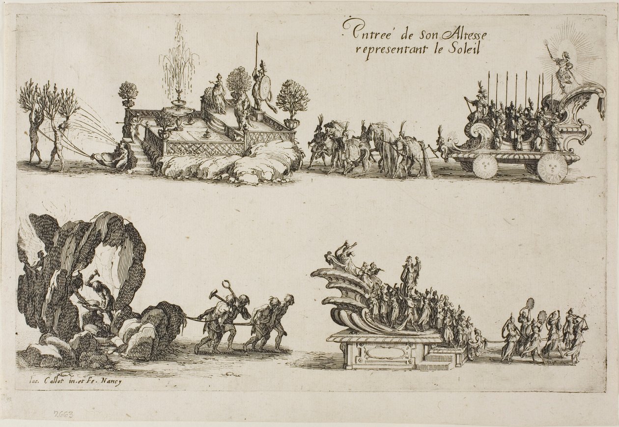 Entry of His Highness, Representing the Sun, fra The Combat at the Barrier av Jacques Callot