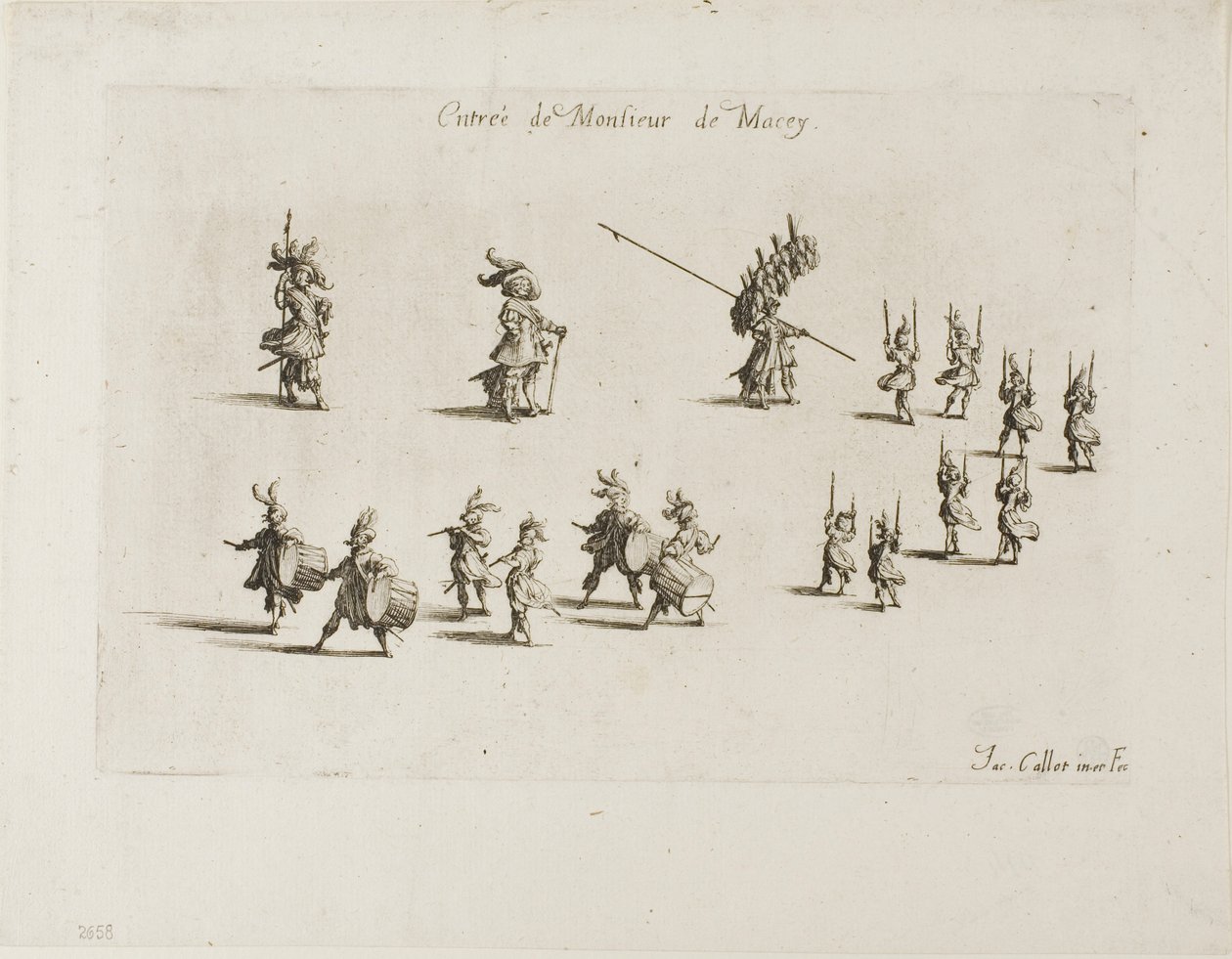 Inntreden av M. de Macey, fra The Combat at the Barrier av Jacques Callot