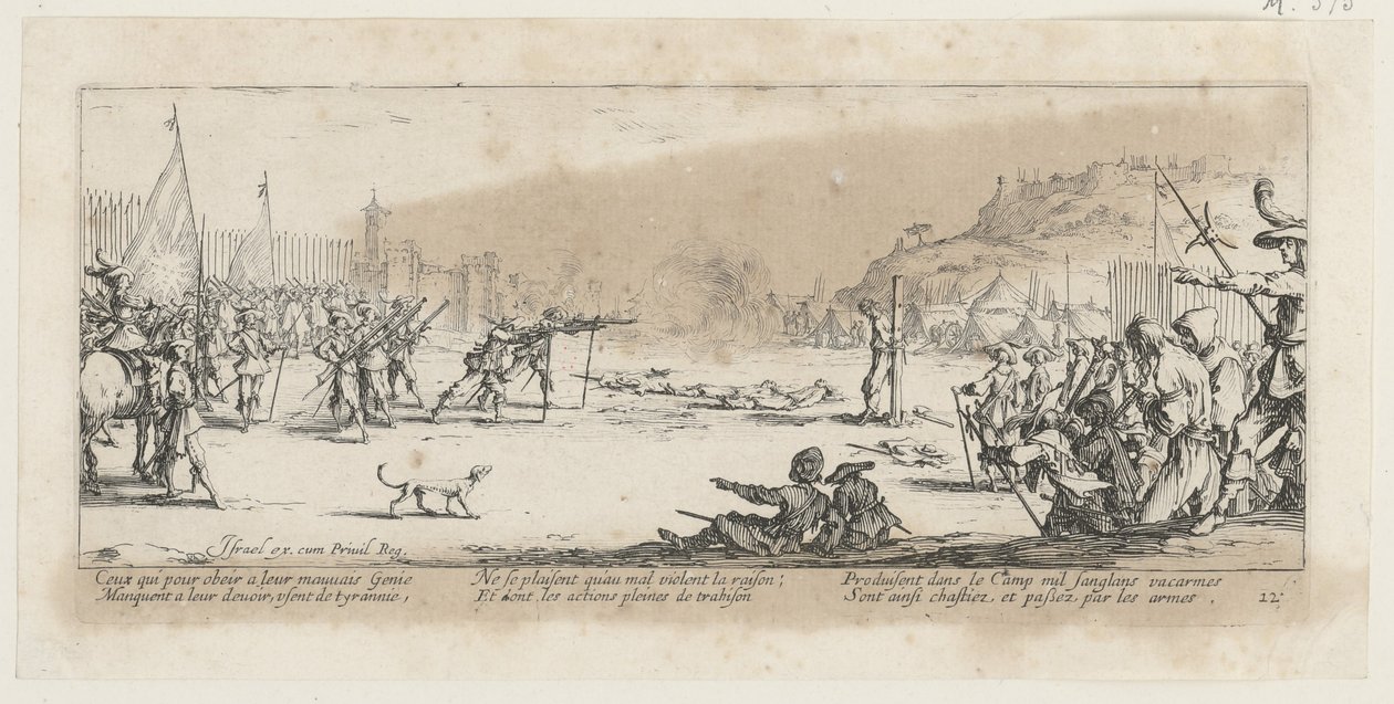 Henrettelse, side 12 i serien «Krigens grusomheter» av Jacques Callot