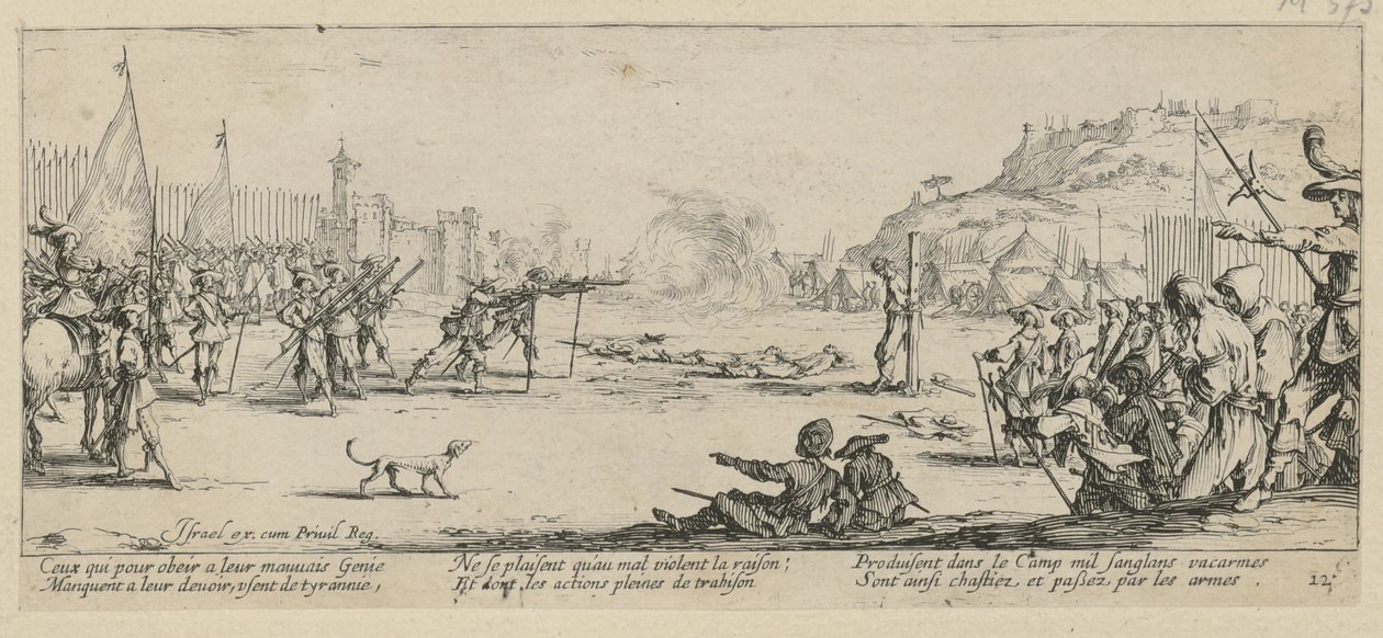 Henrettelse ved skyting, plate 12 fra serien «Krigens redsler» av Jacques Callot