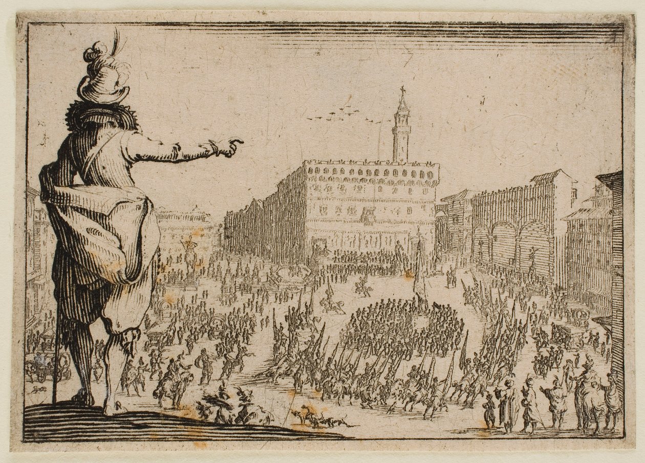 Fest på Piazza della Signoria i Firenze, fra «Capricci» (florentinsk utgave) av Jacques Callot