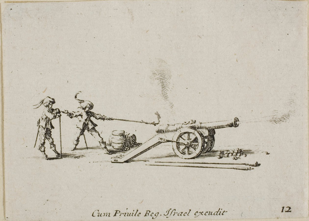 Firing the Canon, plate tolv fra The Military Exercises av Jacques Callot