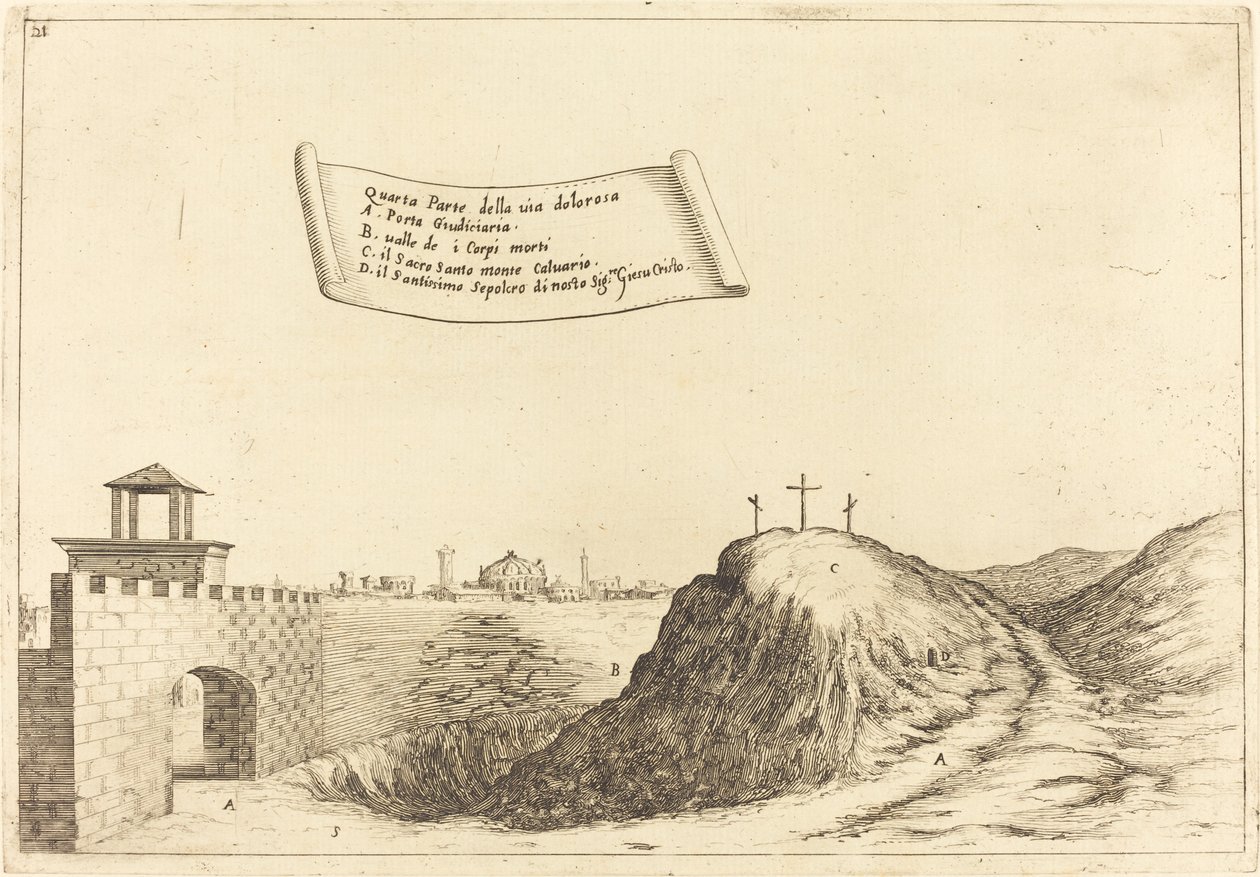 Fire deler av Via Dolorosa, 1619. av Jacques Callot