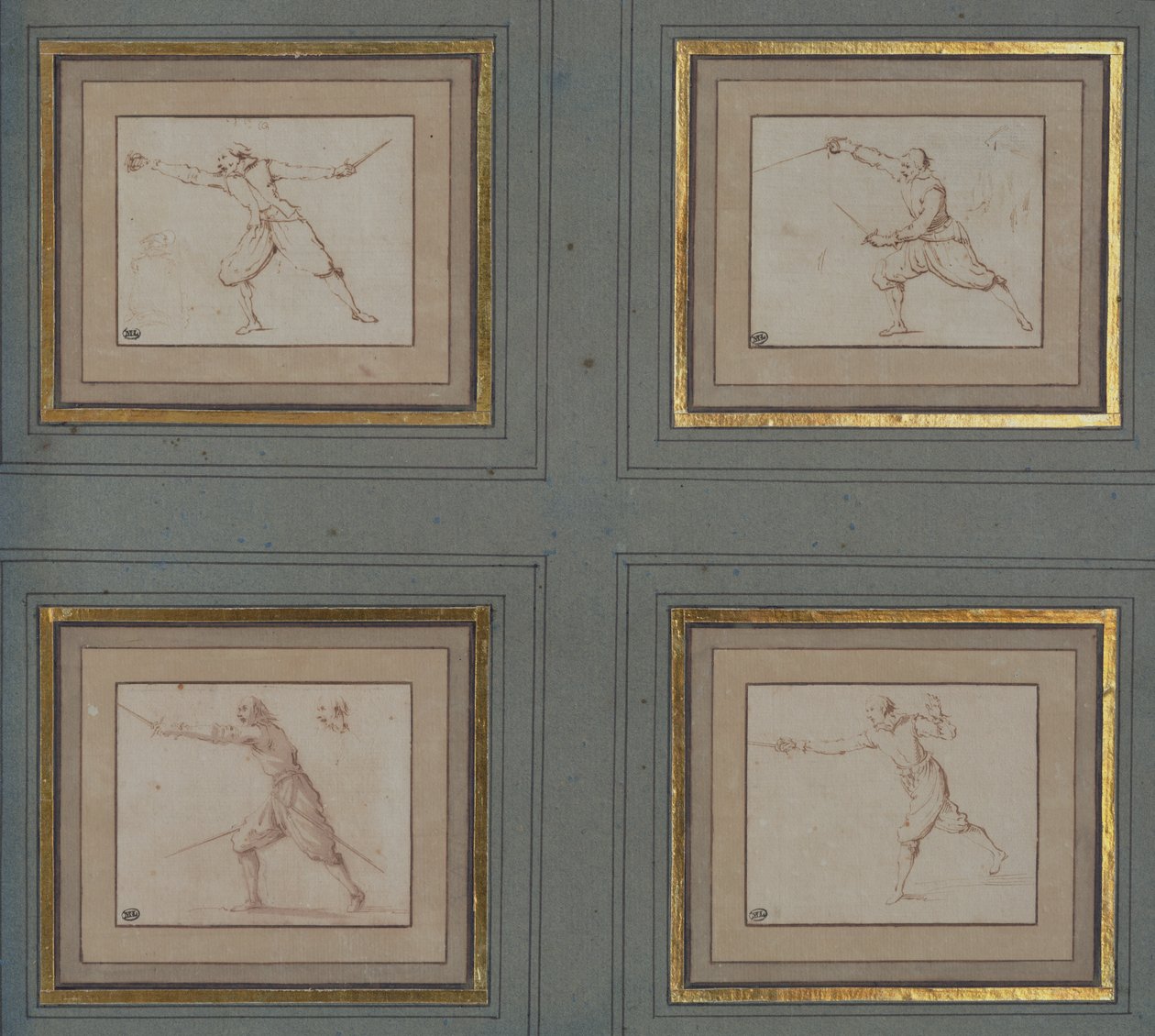 Fire studier av en fekter, 1766-69 av Jacques Callot