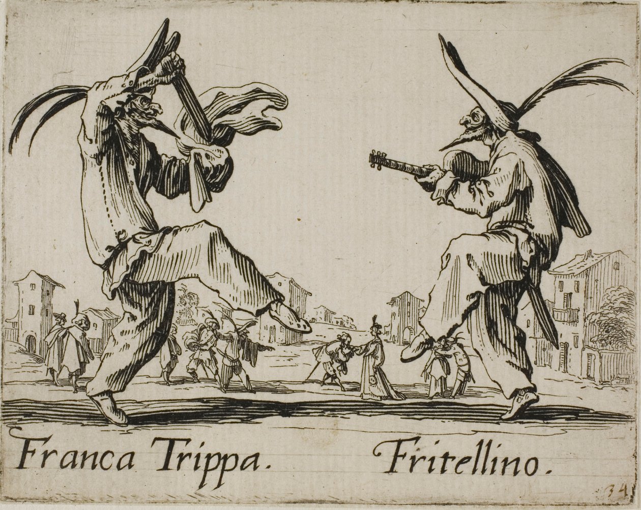 Franca Trippa - Fritellino, tallerken 23 fra Balli di Sfessania av Jacques Callot