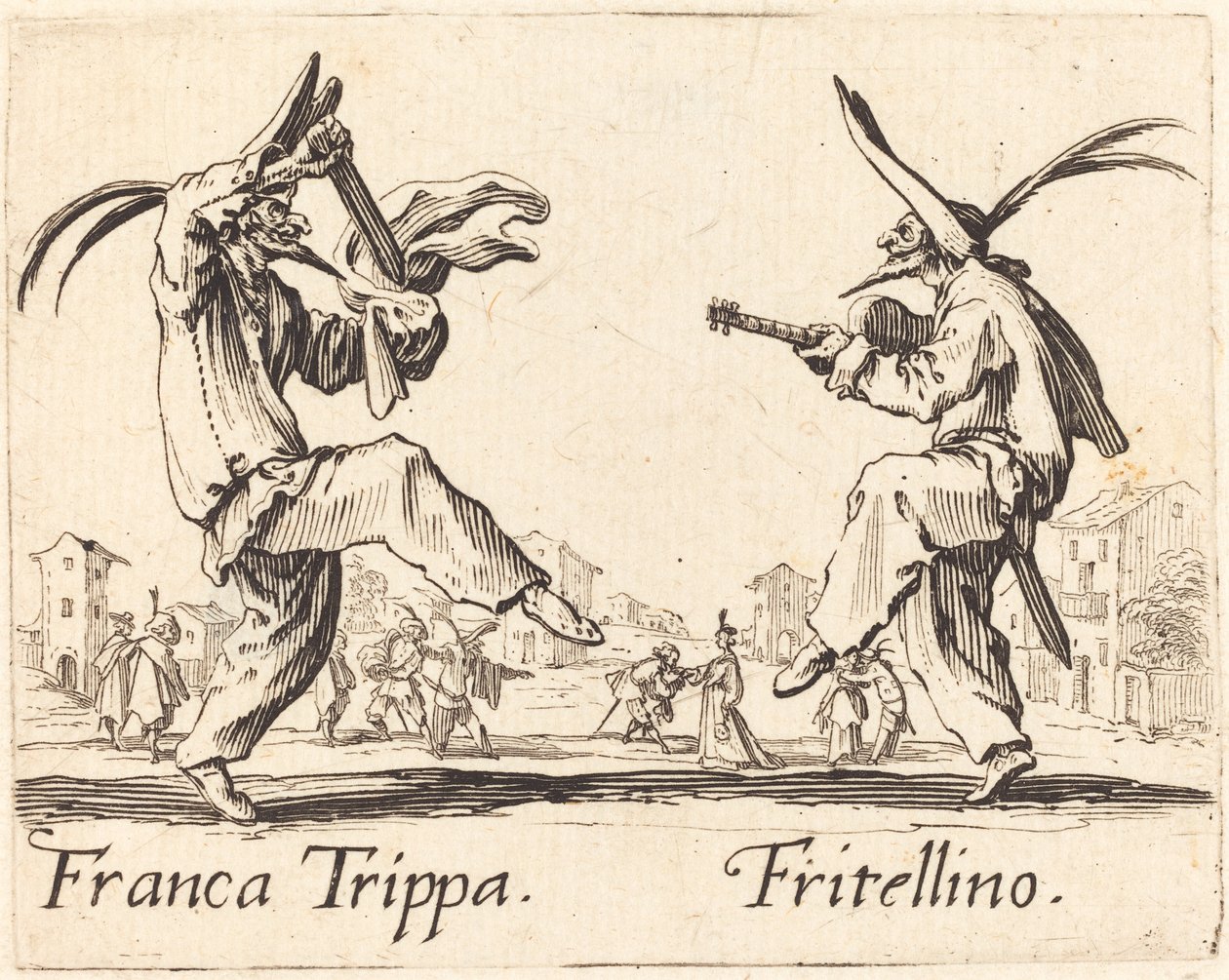 Franca Trippa og Fritellino, ca. 1622. av Jacques Callot