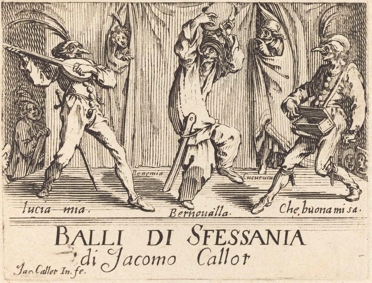 Frontispice for "Balli di Sfessania" av Jacques Callot
