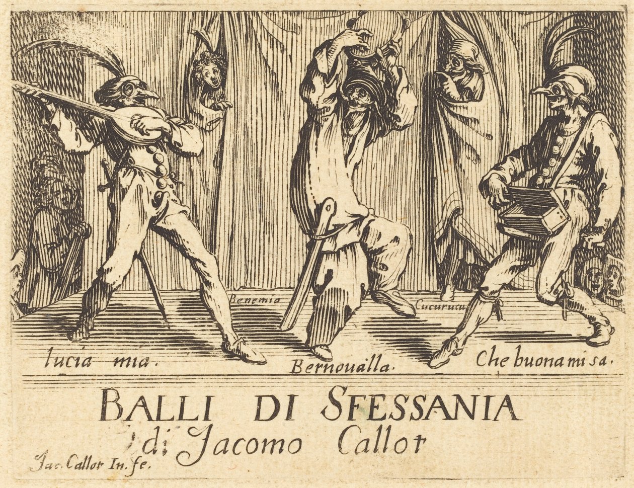 Frontispice for Balli di Sfessania, ca. 1622. av Jacques Callot