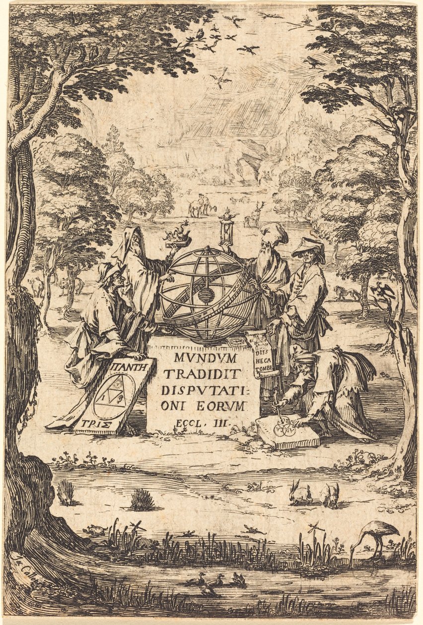 Frontispice for the Sacred Cosmologia (Tittel med astrologer) av Jacques Callot