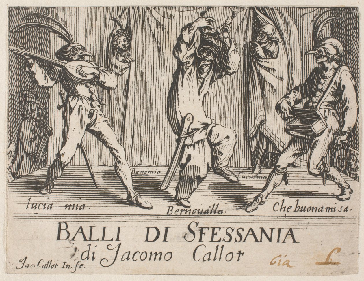 Frontispice, fra Balli di Sfessania av Jacques Callot