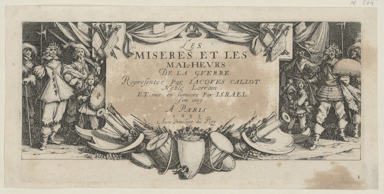 Frontispis, blad 1 i serien «Krigens grusomheter» av Jacques Callot