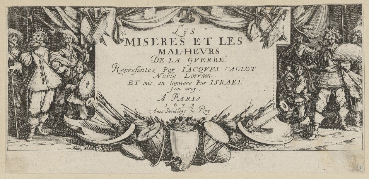 Frontispis, blad 1 i serien «Krigens grusomheter» av Jacques Callot