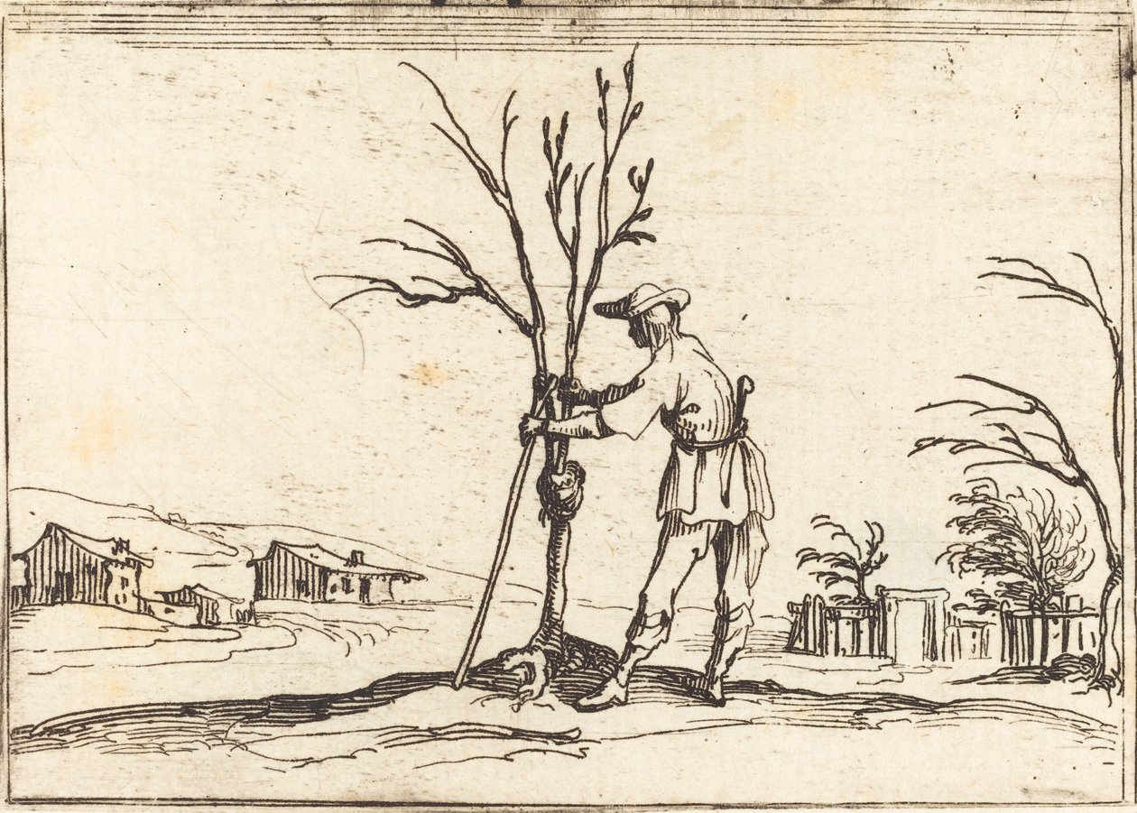 Gartner som beskjærer et tre av Jacques Callot