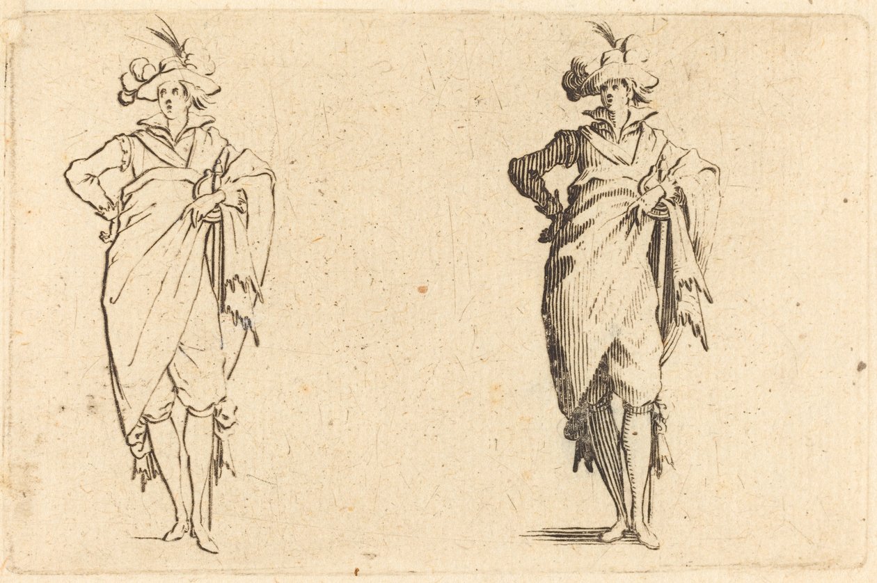 Gentleman sett forfra med hånden på hoften av Jacques Callot