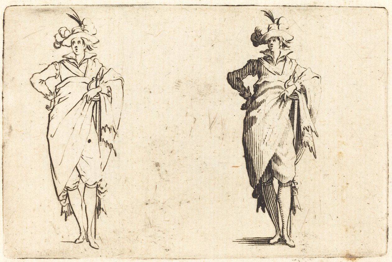 Gentleman sett forfra med hånden på hoften av Jacques Callot