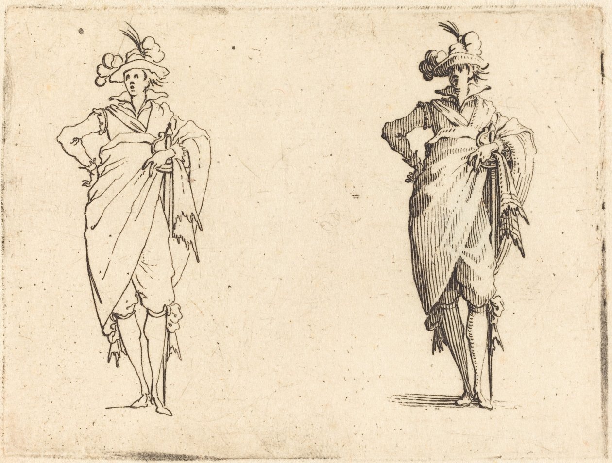 Gentleman sett forfra med hånden på hoften av Jacques Callot