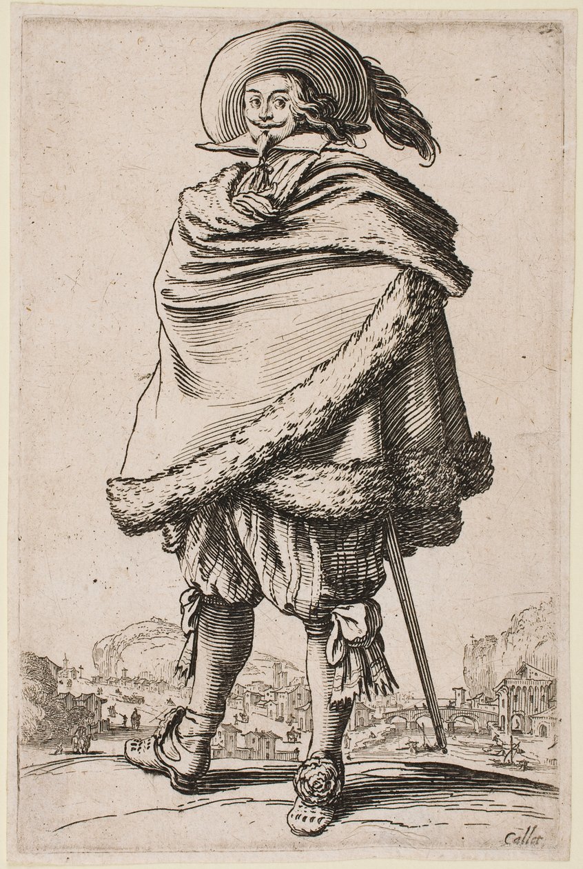 Gentleman Wrapped in a Fur-Trimmed Cloak, fra serien «The Nobility» av Jacques Callot