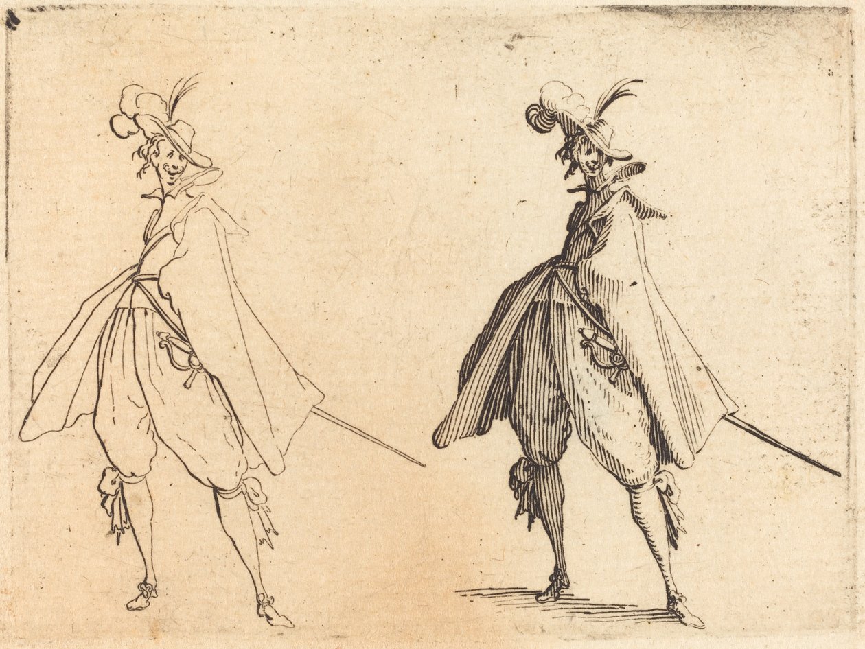 Gentleman in Large Mantle, Front View, ca. 1617. av Jacques Callot