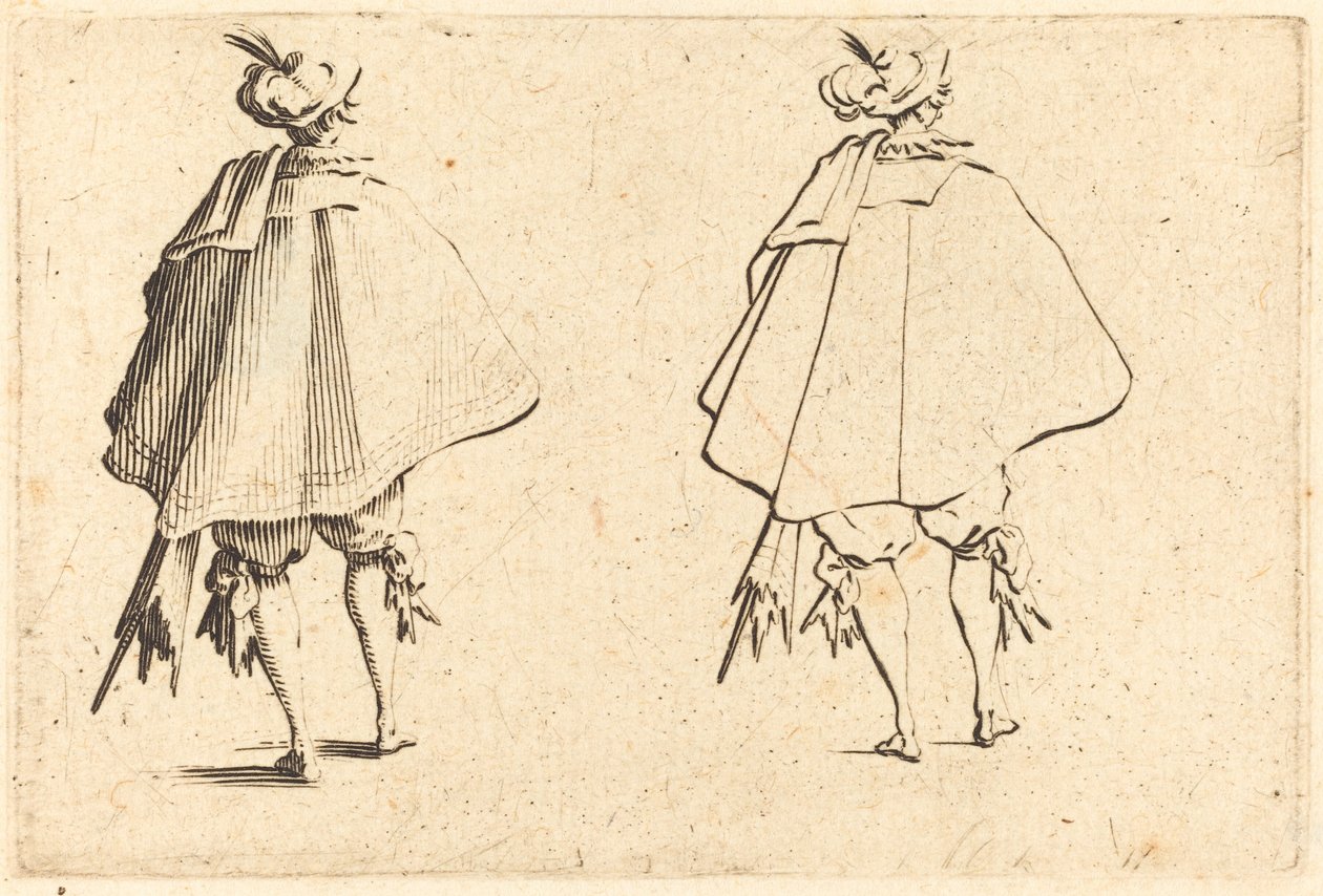Gentleman in Large Mantle, sett bakfra av Jacques Callot