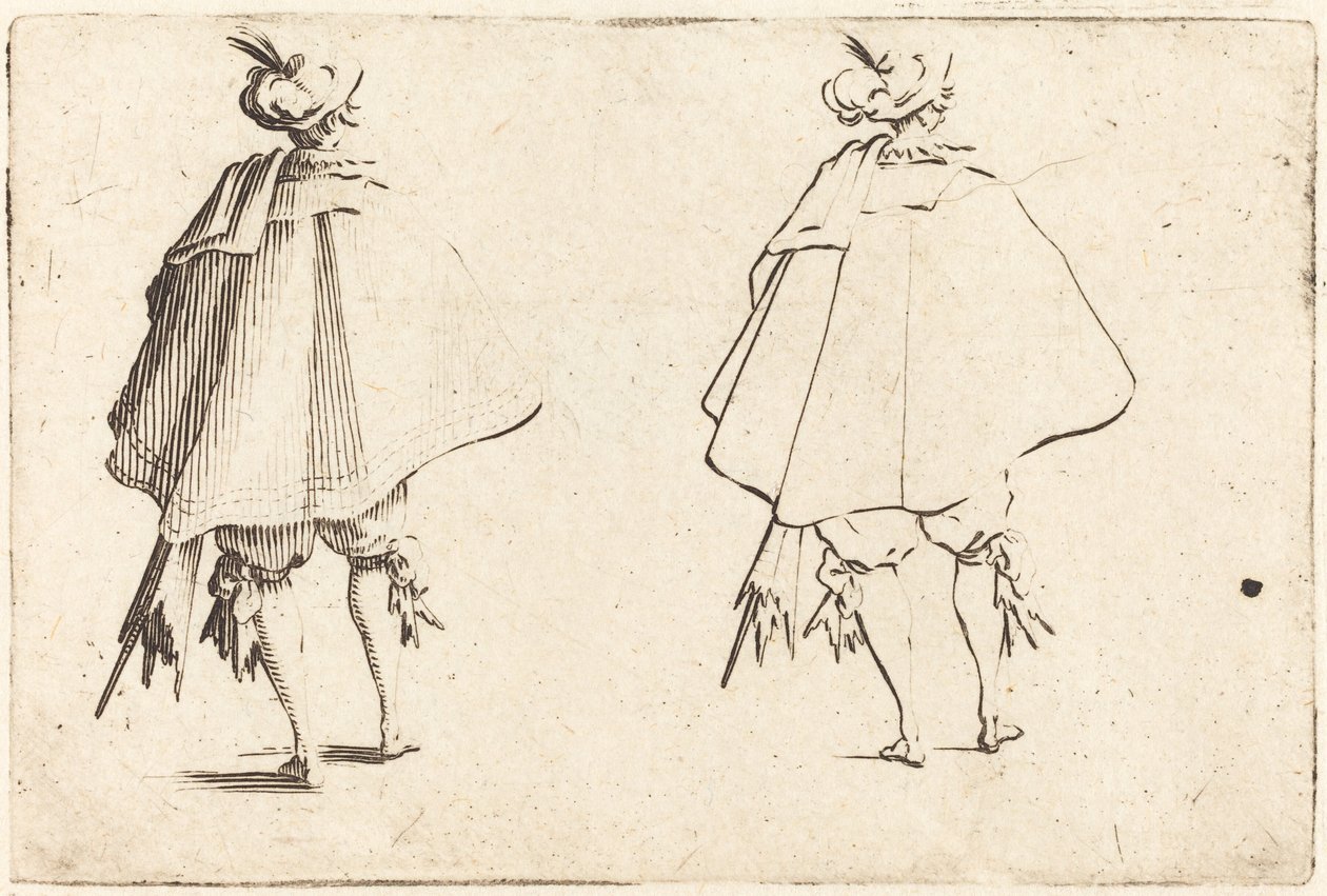 Gentleman in Large Mantle, sett bakfra av Jacques Callot