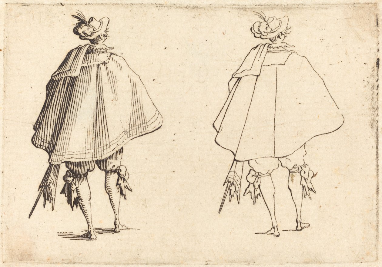 Gentleman in Large Mantle, sett bakfra av Jacques Callot