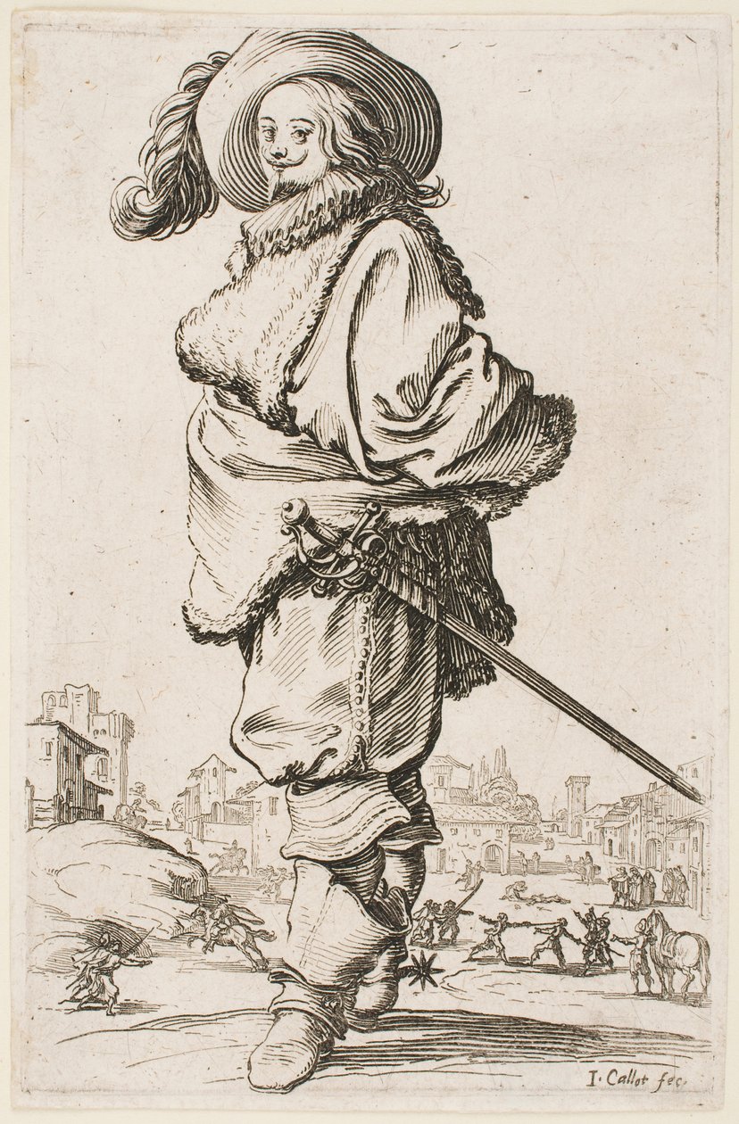 Gentleman in a Fur-Trimmed Cloak, fra serien «The Nobility of Lorraine» av Jacques Callot